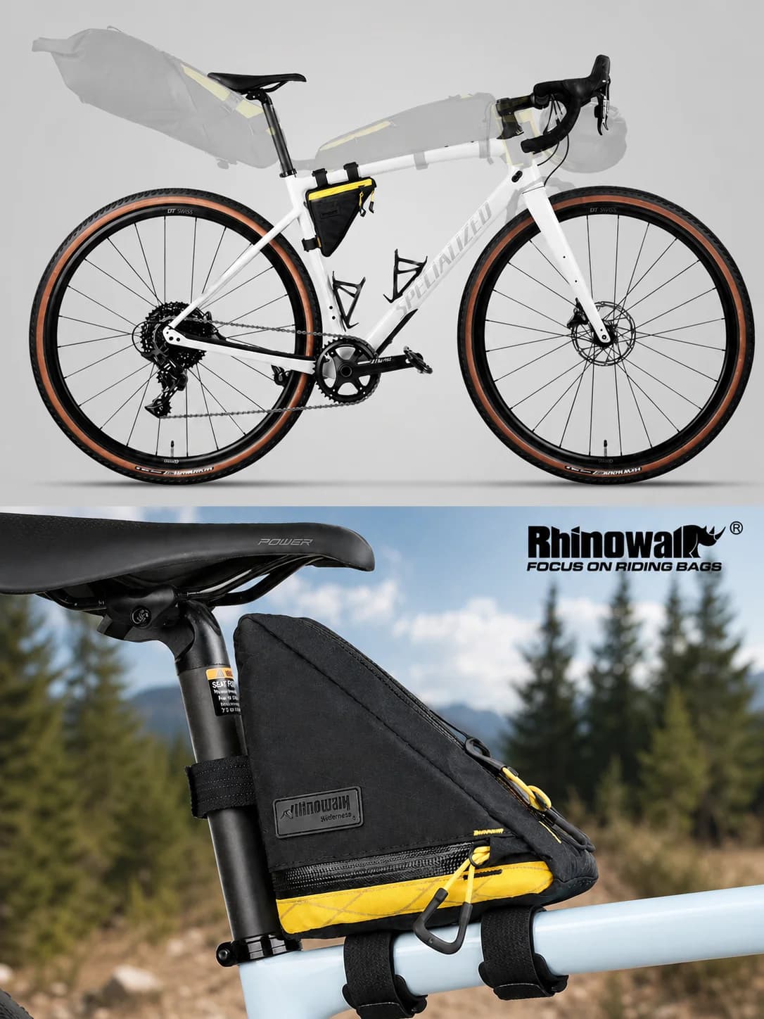 Borsa Triangolare per Telaio Bici Rhinowalk 0.9L, Custodia Impermeabile per MTB, Bici da Strada, Gravel, Bikepacking, Borsa da Sella per Ciclismo