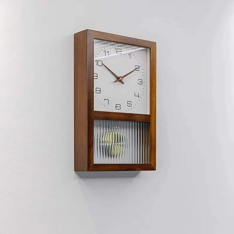 Solid Oak Wood Silent Wall Clock, Minimalist Japanese Pendulum Wall Clock, Hanging Clock for Living Room Home Decor