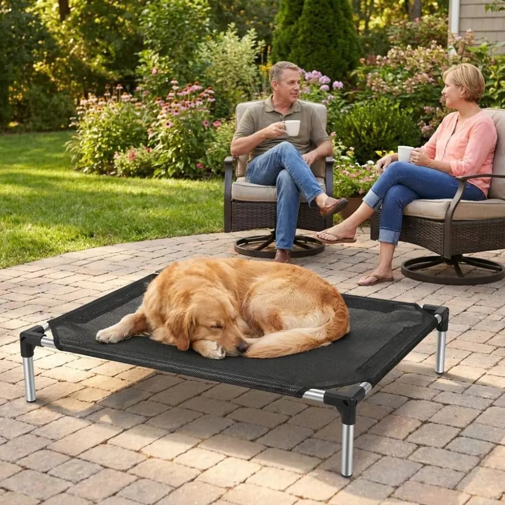 Breathable Mesh Elevated Dog Bed Chew Proof Waterproof Cat Hammock Non-Slip Moisture-Proof Pet Cool Nest Outdoor Indoor Use
