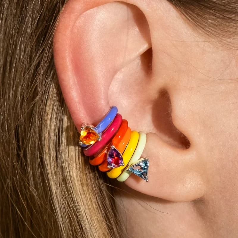 6 Pieces/set of Fashionable Rainbow Colored Women's Earrings Jewelry Gifts Suitable for Daily Wear Without Ear Holes