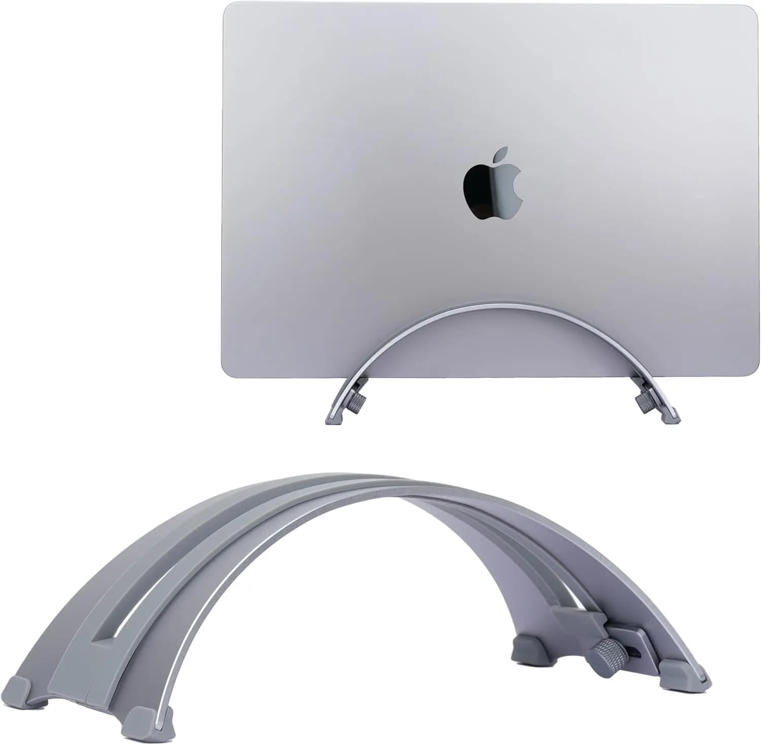 Supporto per laptop regolabile in alluminio con design ventilato, adatto a tutti i laptop fino a 17 pollici, con cuscinetti antiscivolo
