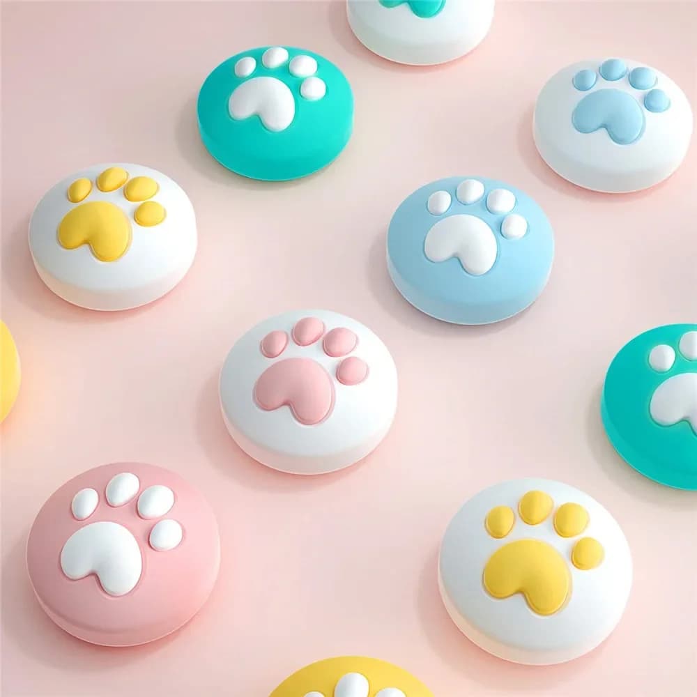 IVYUEEN 4 PCS Cute Cat Claw Thumb Grips Analogico Stick Cover Joystick Cap per Nintendo Switch Lite OLED JoyCon Joy Con Accessori