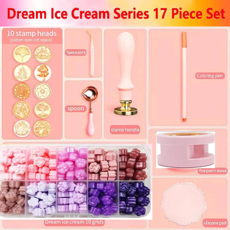NEW Wax Seal Stamp Set Lacquered Stamp Sealing Wax Kit DIY Craft Supplies Scrapbooking Wedding Party Invitation Decoration