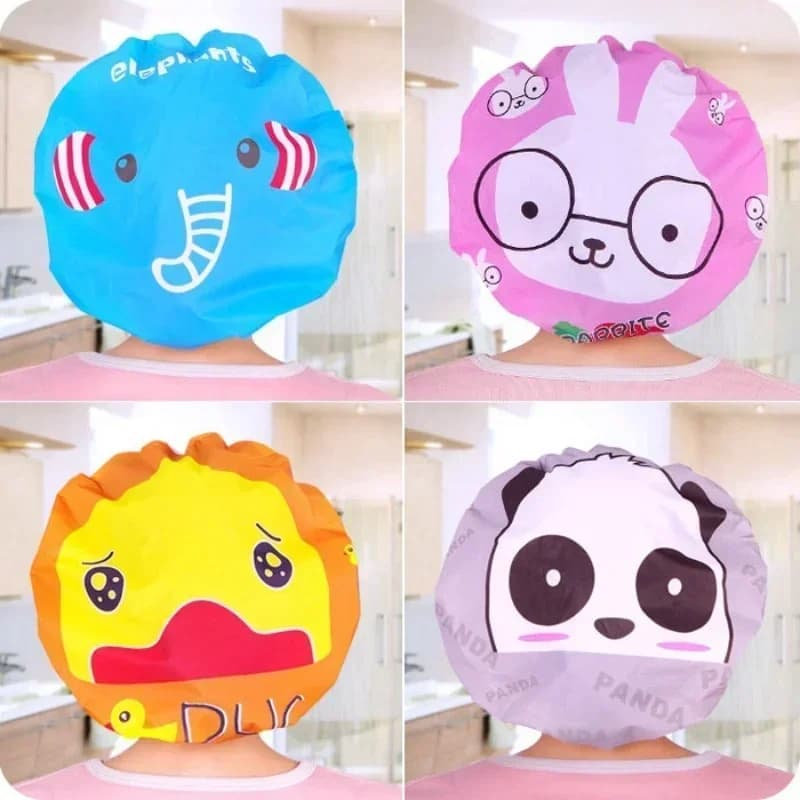 4 Pcs/lot Random Style Lovely Cartoon Women Shower Caps Colorful Bath Shower Hair Cover Adults Waterproof Bathing Cap Animal