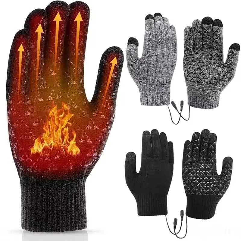 Guanti Riscaldati USB in Maglia, Guanti Invernali Caldi Antiscivolo con Touch Screen per Moto, Snowboard e Ciclismo, per Uomo e Donna