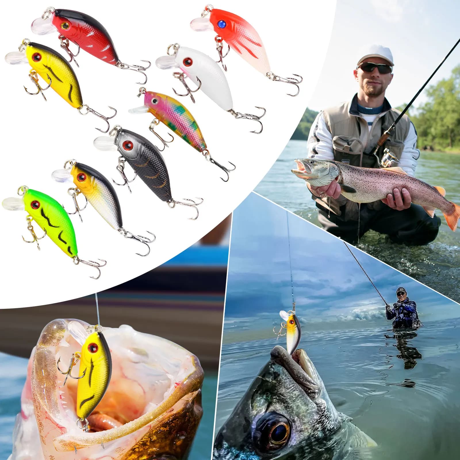 50mm 4.2g Hard Bait Fishing Lure: Minnow Swimbait for Bass Trout, Slow Sinking Crankbait with Lifelike Action for Freshwater Sal