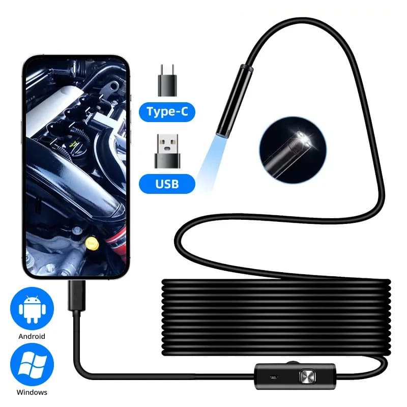 7.0 mm IP67 waterproof endoscope camera with 6 adjustable USB Android Periscope flexible inspection for telephone PC