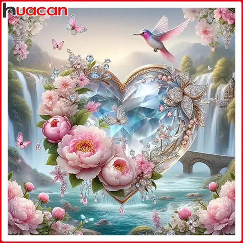 Huacan DIY Diamond Painting Kit Love Flower Heart Diamond Embroidery Picture Of Rhinestones Art Handmade Gift