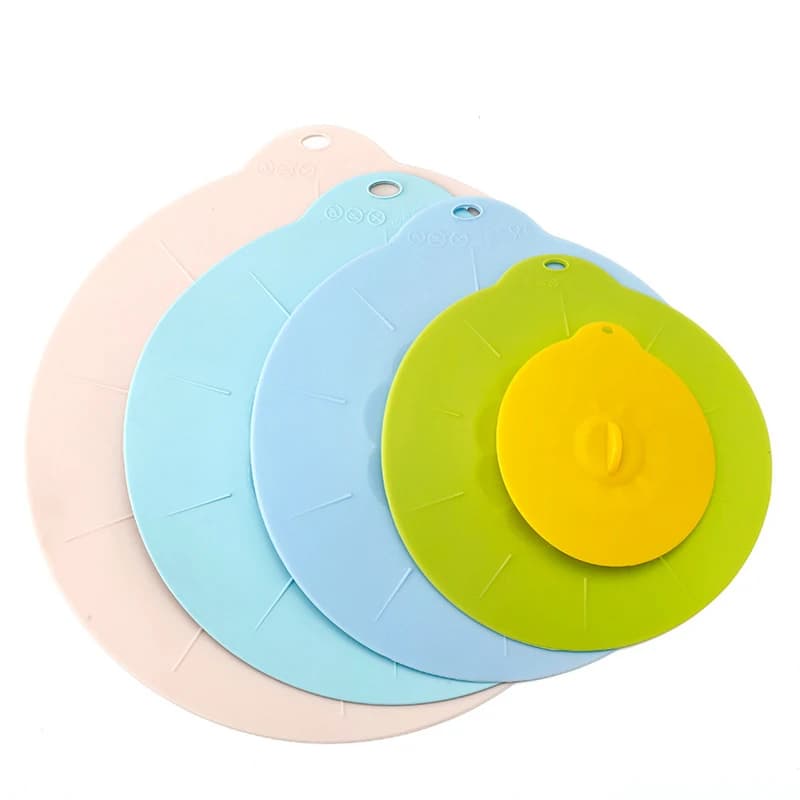 Copertura riutilizzabile per tappo versamento in gel di silice Coperchio universale per ciotola per alimenti in silicone Coperchio per pentola Coperchio in silicone Pan Cottura Accessori da cucina DC05