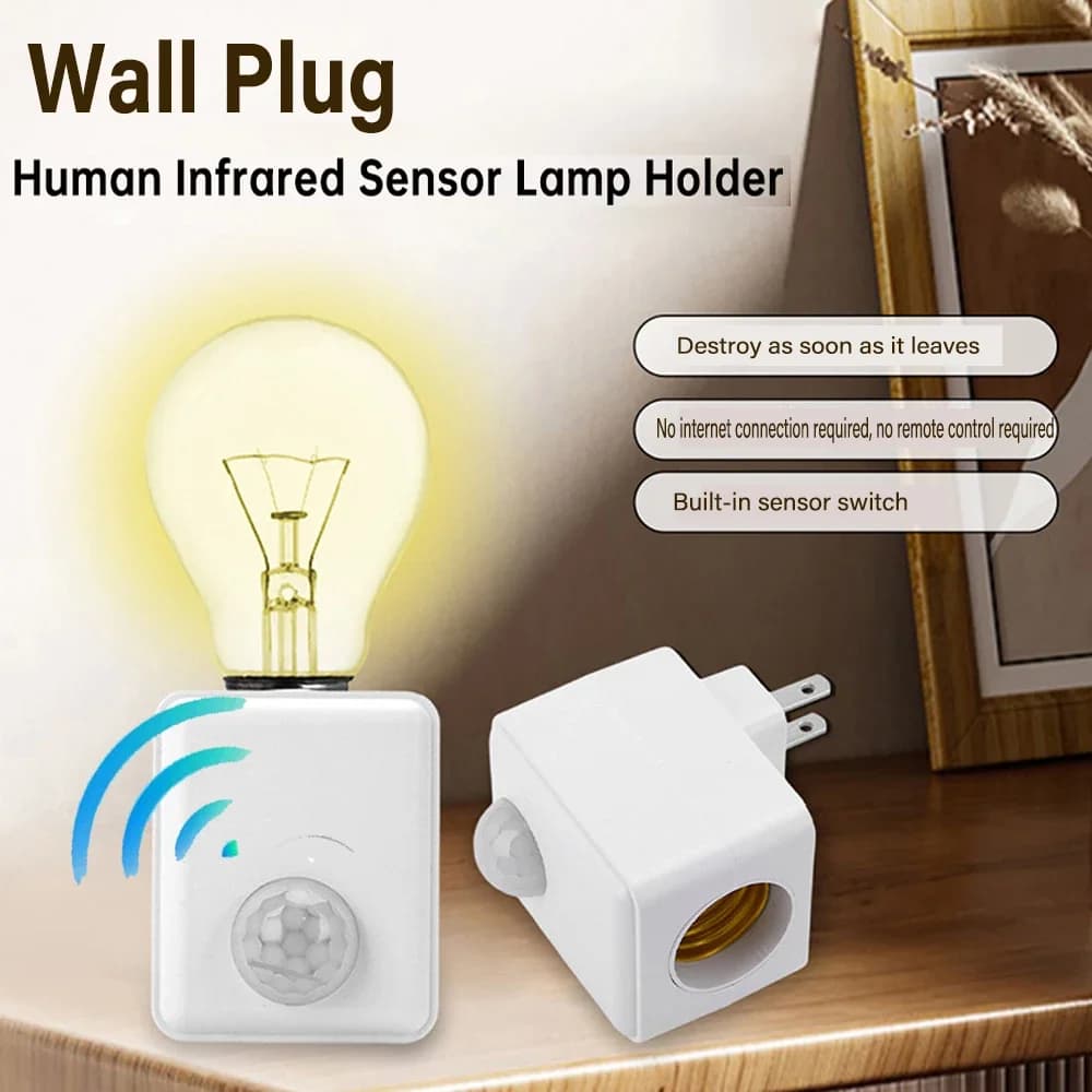 Base lampada a LED E27 con sensore di movimento PIR Induzione umana AC110-240V Portalampada Convertitore adattatore presa regolabile