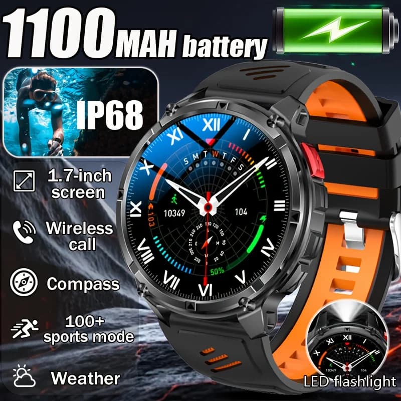 DAORKOW 2025 nuovo telefono bluetooth smart watch 1100 mah GPS bussola altimetro 10 ATM orologio impermeabile uomini e donne intelligenza