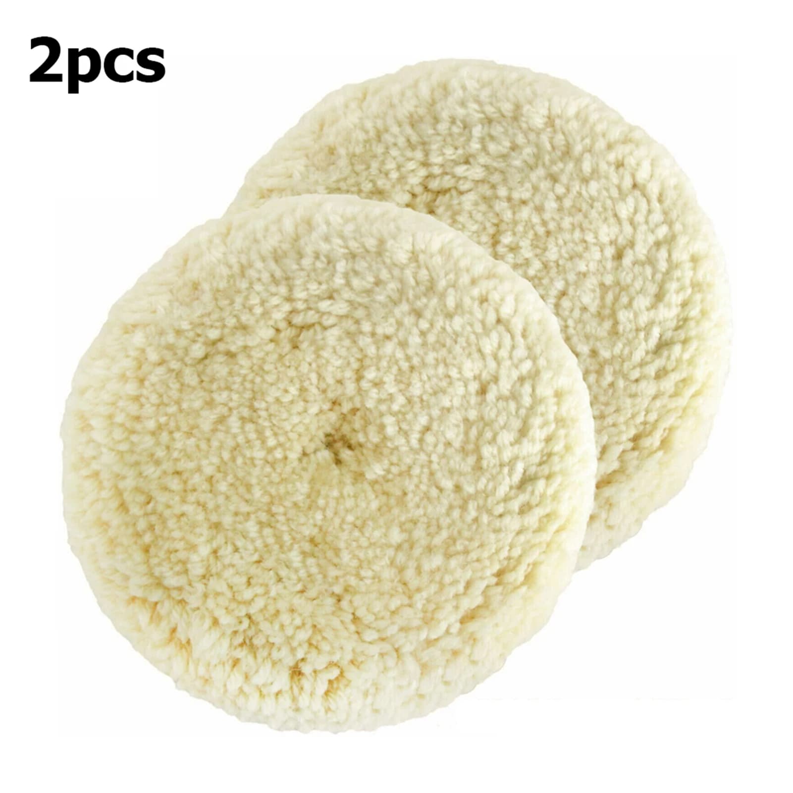 Kit tampone per lucidatura in lana naturale da 2 pezzi Dischi per lucidatura da 3-7 pollici per taglio composto di riparazione carrozzeria auto - Tamponi per lucidatura per dettagli automatici
