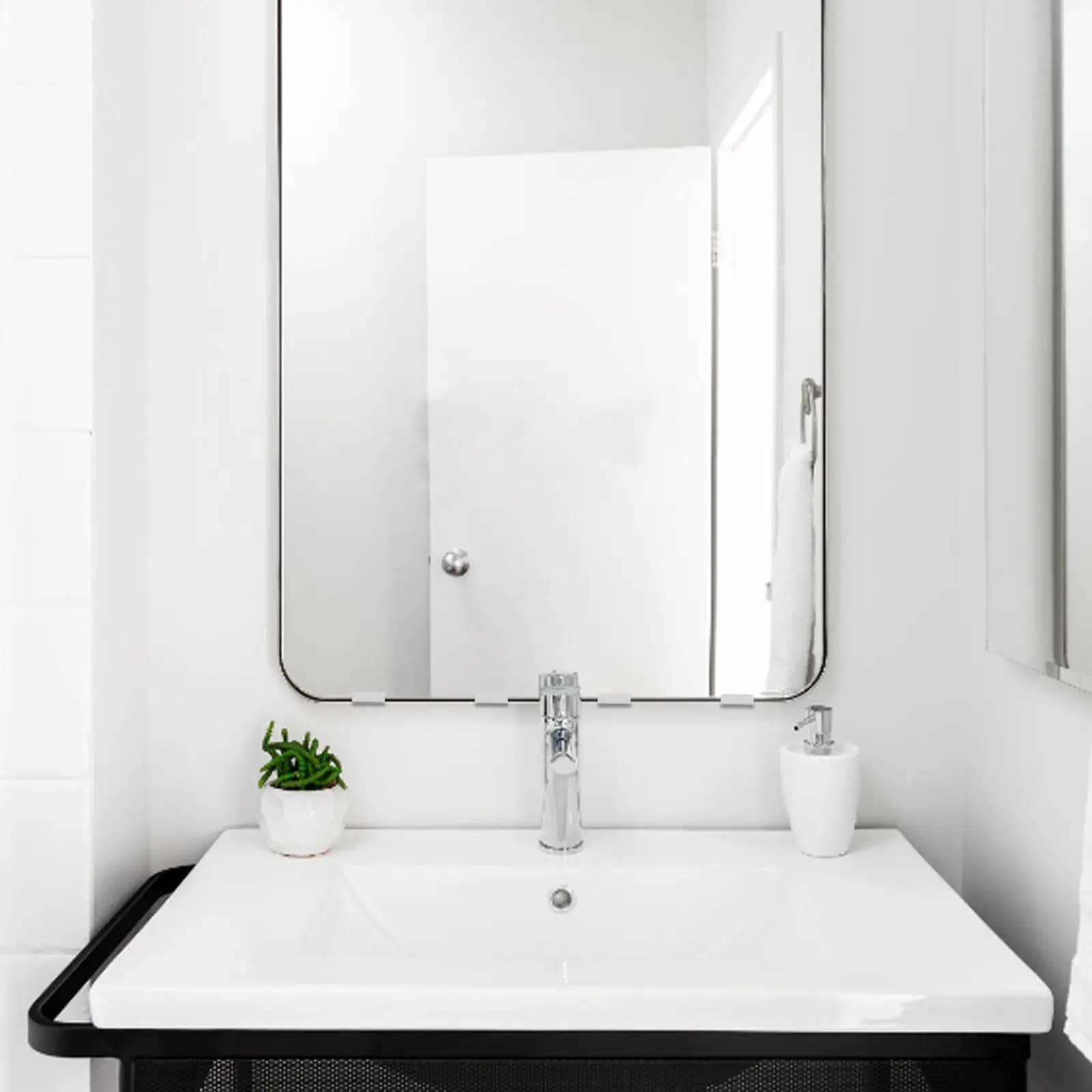 8Pcs Frameless Glass Mirror Clamps Bathroom Metal Holders Wall Mount Mirror Fixing Support Brackets Stable for Home Hotel Public