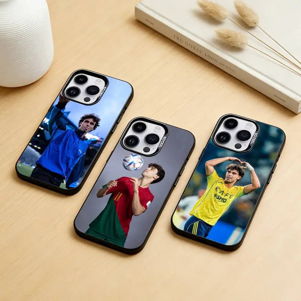 Cover per iPhone J-Joao F-Felix per iPhone 17, 16, 15, 14, 13, 12, 11, Pro Max, Plus, Colore Argento Caramella