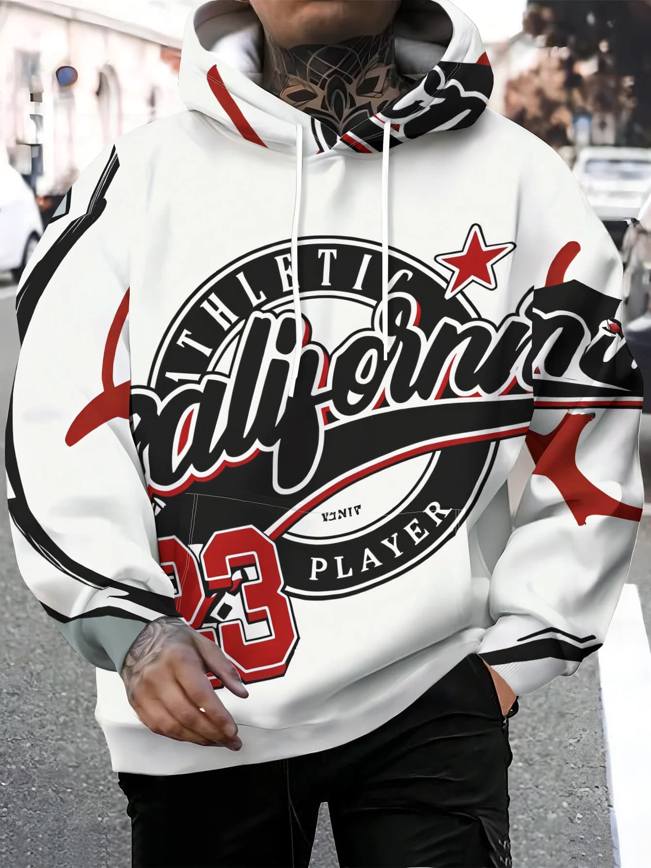 Men's and women's California 23 sports players 3D printed hooded sweatshirt retro sports street casual pullover shirt