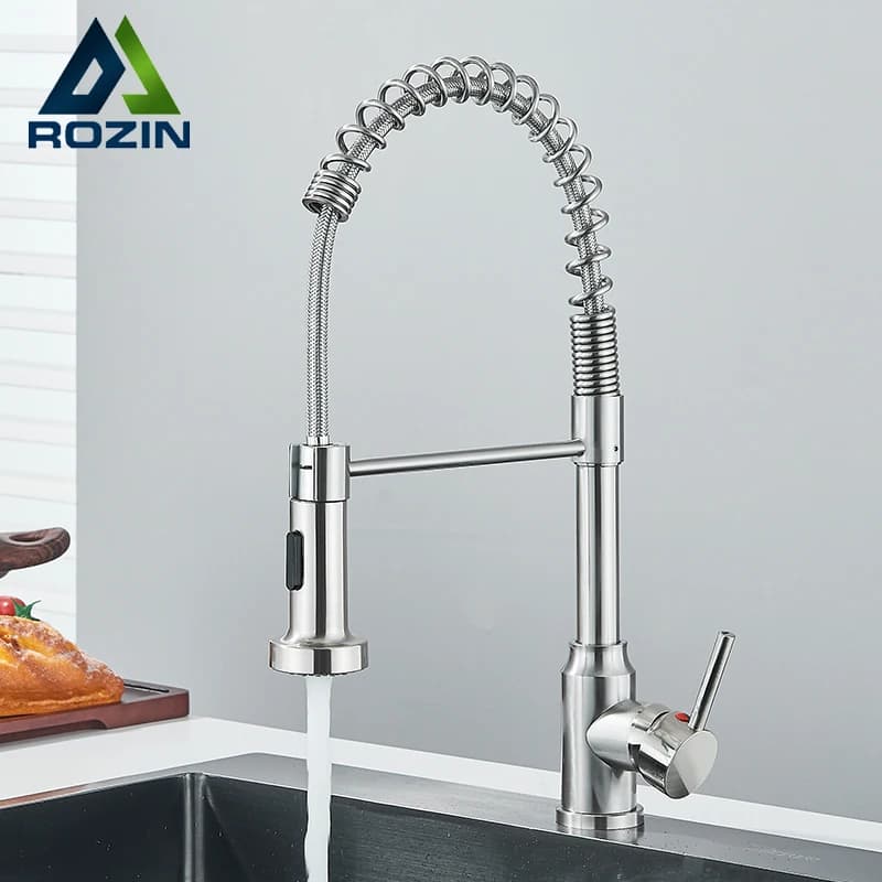 Kitchen faucet extractable with singing handle, cold hot water mixer 360 ° Group for kitchen sink faucet with double function swivel nozzle