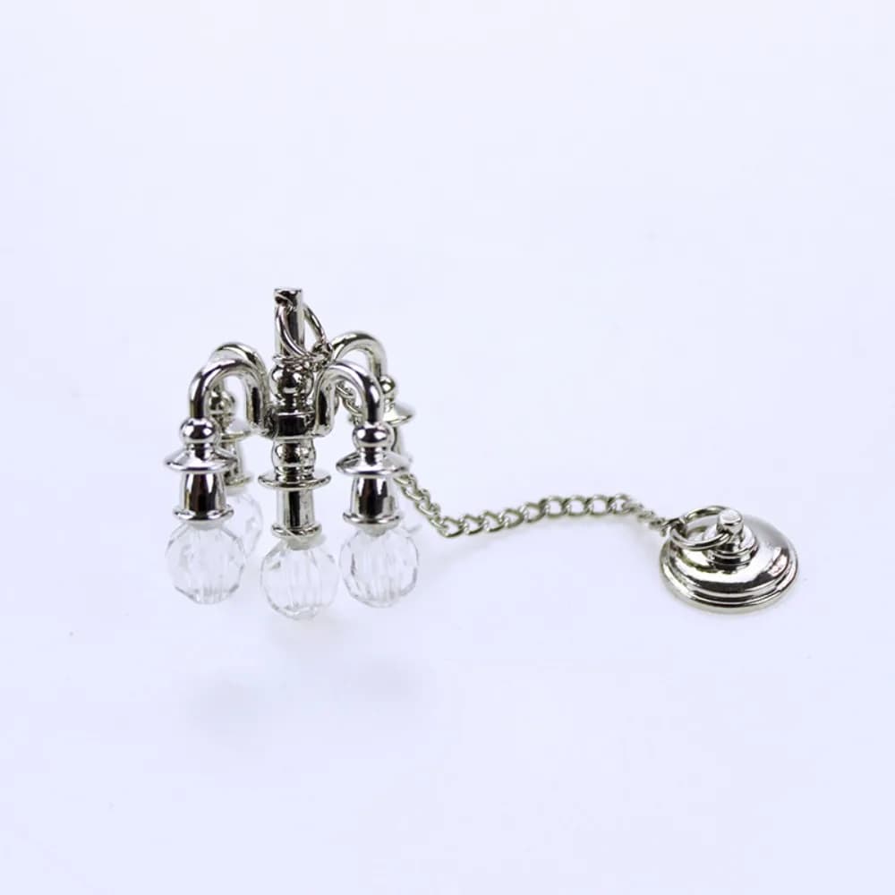 1:12 Scale Mini Five-head Chandelier Playing Scene Gold/silver Crystal Light Model Miniature Vintage Chandelier