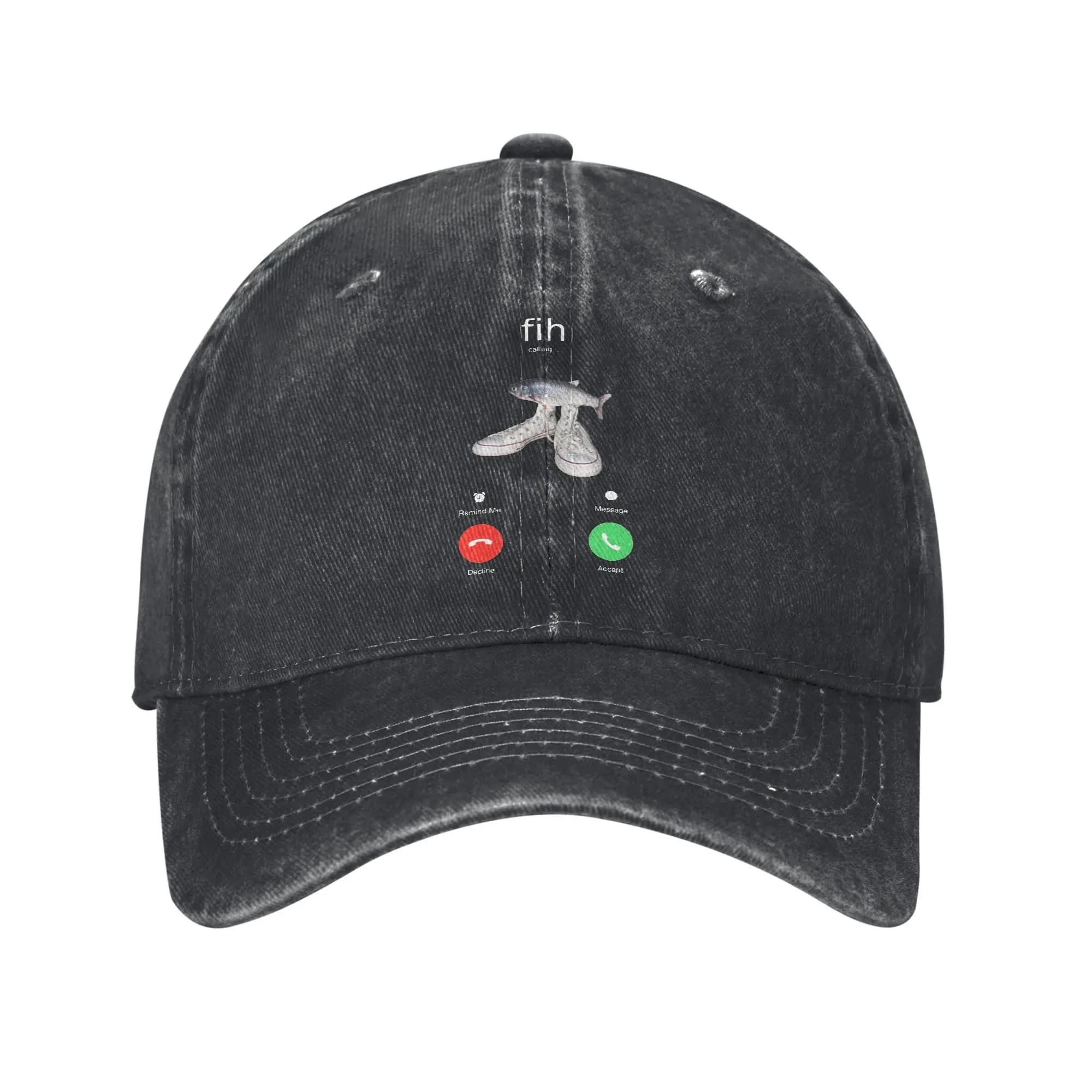Cappellino da Baseball 'Fish is Calling Fih' con Meme Divertente, Stile Vintage Effetto Invecchiato, Snapback con Scritta Inedita, Unisex, Regolabile, per Esterni