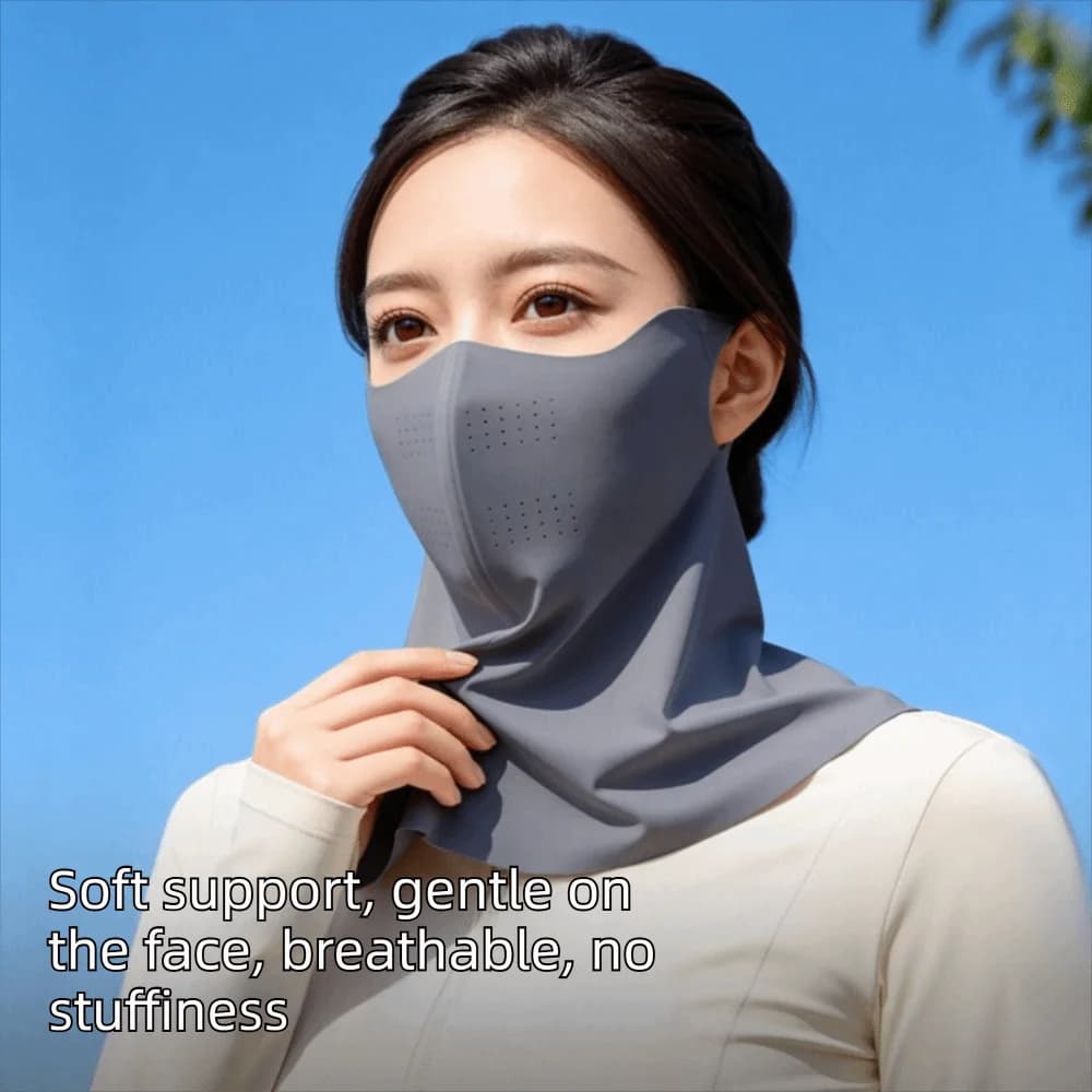 Maschera Elastica Estiva in Seta Ghiaccio Traspirante Sottile Protezione Solare Velo Monocolore Maschera Viso Gini per Esterni