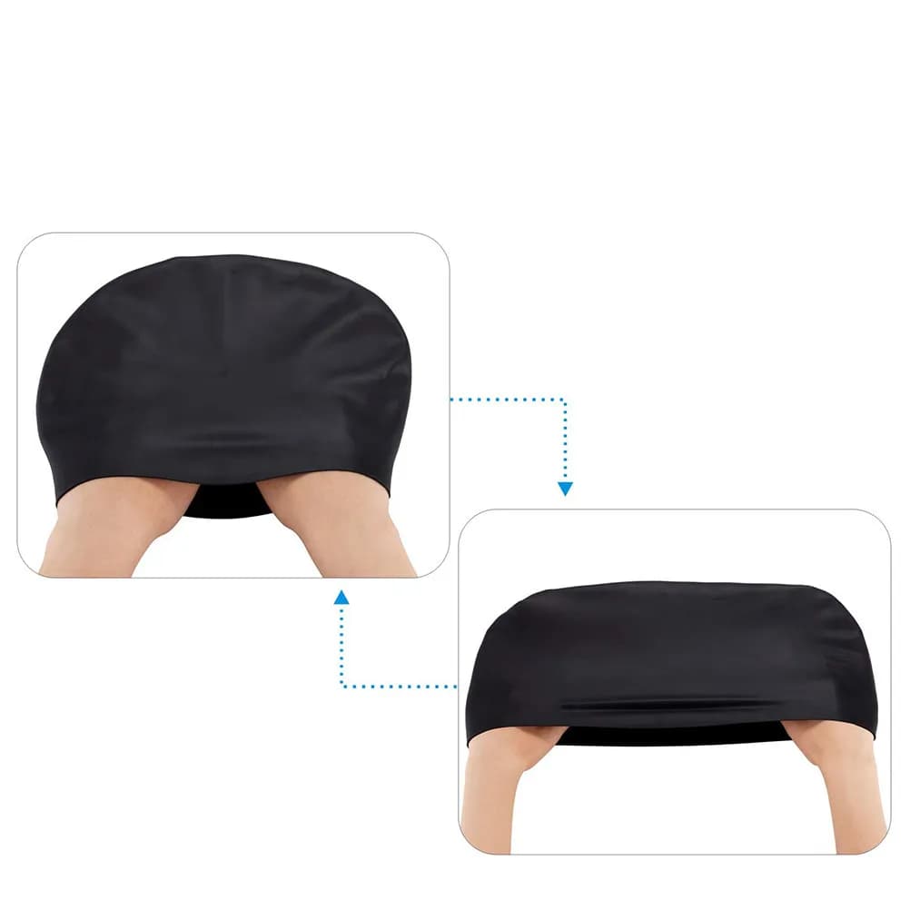 1 Piece Swimwear in Silicone Waterproof, Covering Long, Lightweight and Flexible Hair, for Women, Black