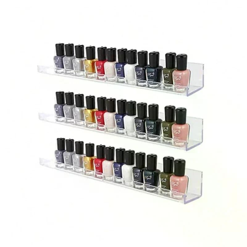 Nail Polish Rack Wall Mounted Lipstick Nail Polish Bottle Holder Organizer Nail Paint Display Stand Shelf With Screws Acrylic