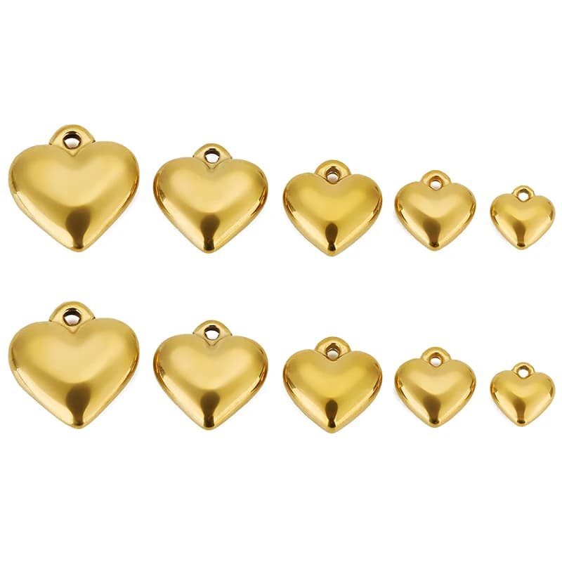 5 Pezzi Ciondoli a Cuore in Acciaio Inossidabile Color Oro per Creazione di Gioielli Fai-da-Te, Orecchini, Collane e Bracciali