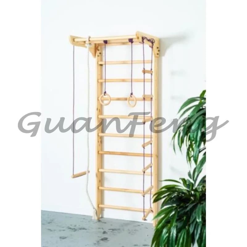 Playgroundindoor Children's Wall Pull up bar Mounted Climbing Wooden Gym