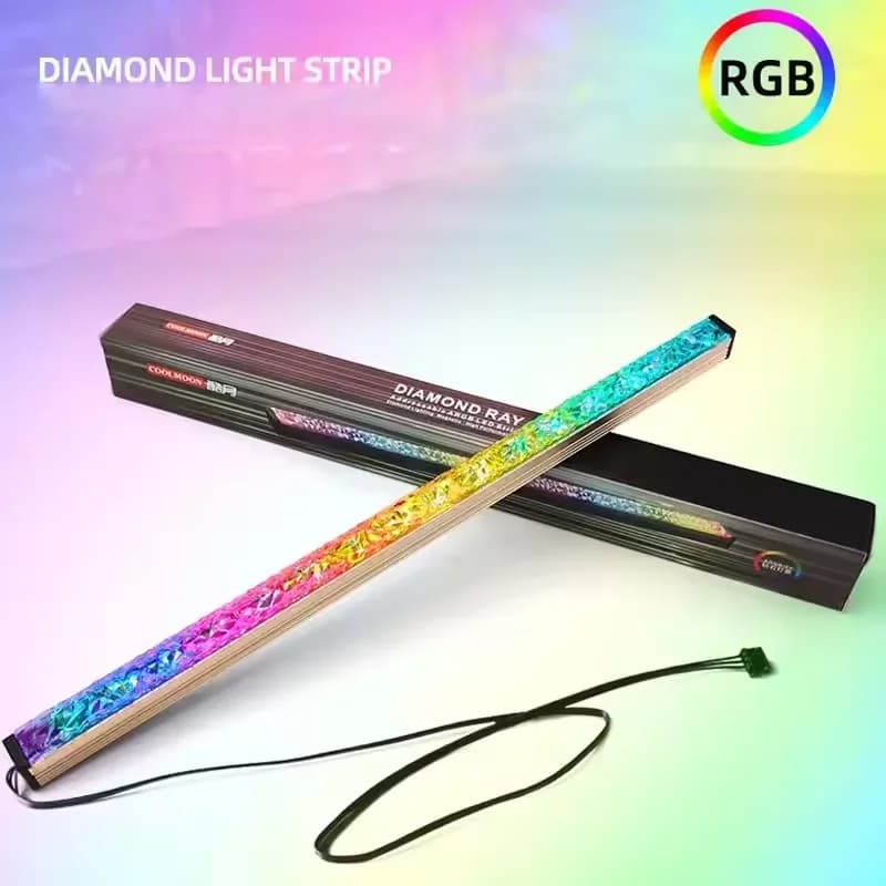 COOLMOON ARGB Custodia per PC Luce di striscia LED Diamante magnetico Lampada per atmosfera colorata Barra 5V/3PIN Piccola striscia luminosa per scheda madre a 4 pin