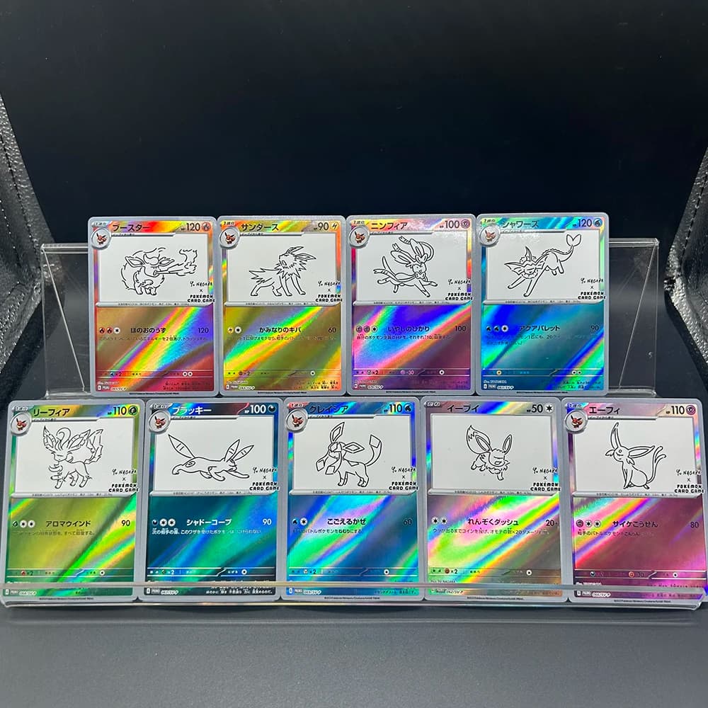 FAI DA TE Anime PTCG Collezione di Carta Eevee Famiglia Leafeon Flareon Espeon Vaporeon Rifrattivo Colore Flash Foil Card Regali Di Natale