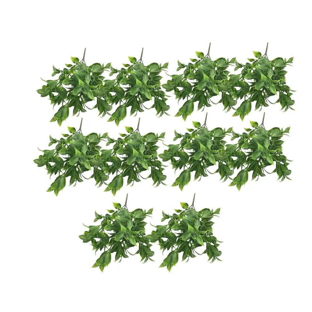 10 pieces of artificial flowers, bouquet of green plants, fake flowers for home decoration, office, weddings, interior and exterior, Christmas, artificial