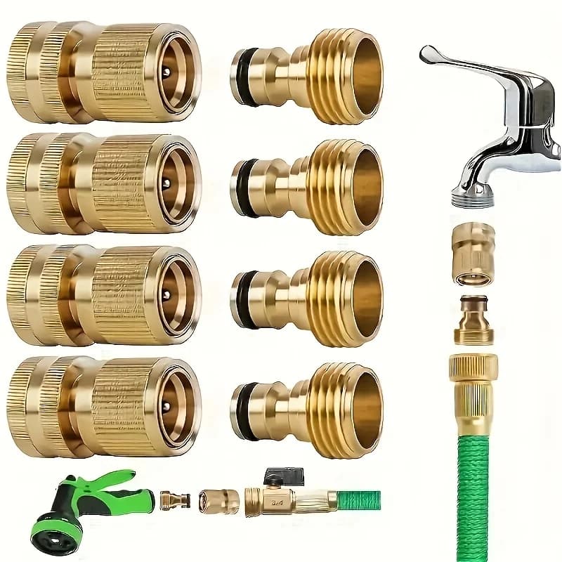 Raccordo per Tubo da Giardino in Ottone Massiccio da 3/4 Pollici, 1 Paio, Connettore Filettato NPT Resistente e Antigoccia