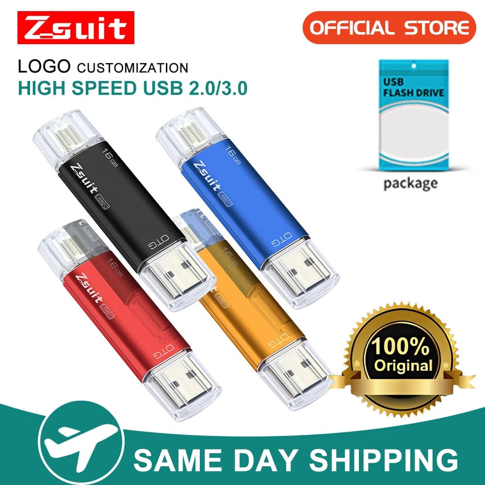 Chiavetta USB Z-suit 2in 1 tipo-c Pen Drive 128GB 64GB 32GB 16G Chiavetta USB 3.0 Mobile Pen Drive Disco U in metallo