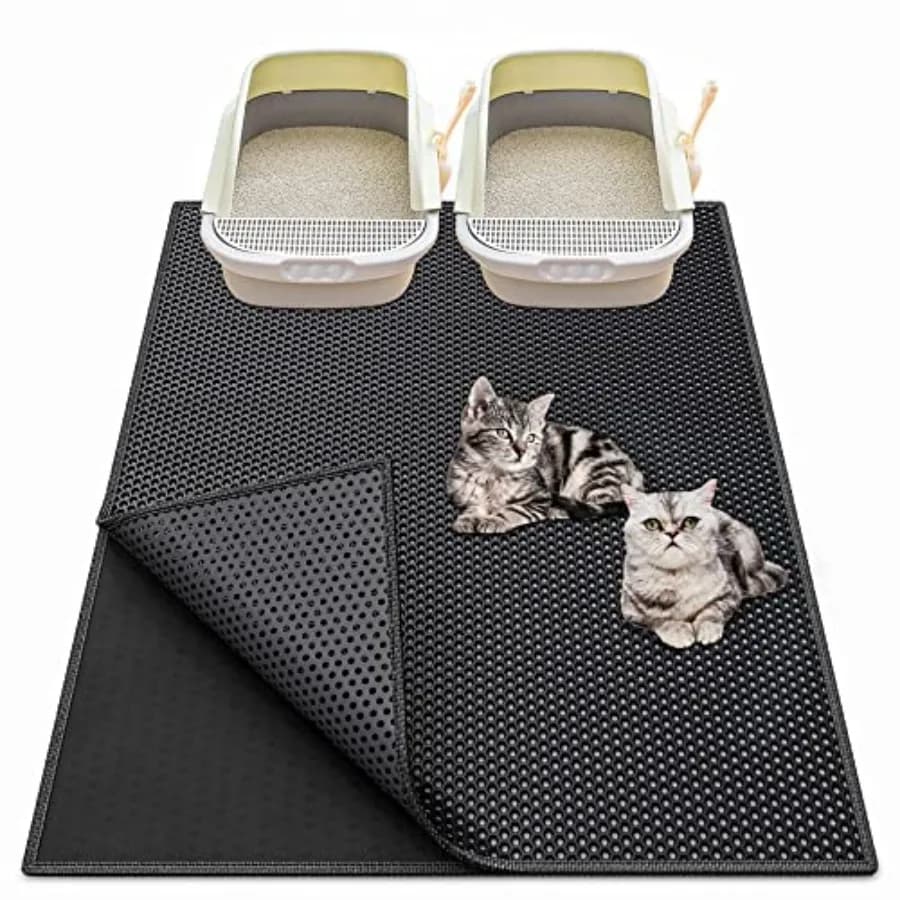 Tappetino per Lettiera Gatti: 36"x 30" Impermeabile, Tappeto Raccogli Lettiera a Doppio Strato Facile da Pulire, Tappetino Anti-Schizzi