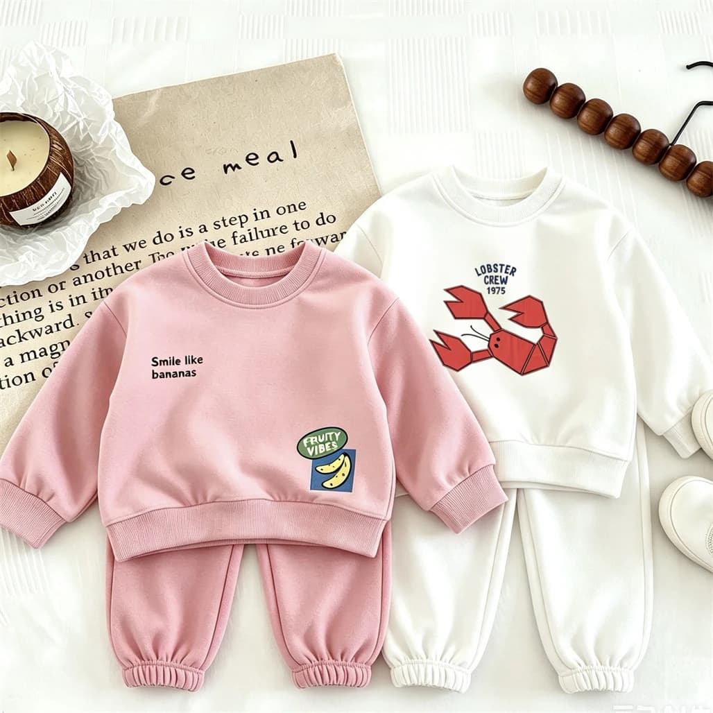 Children's Autumn Wear Printed Hoodie +Sweatpants Two Piece Set Spring Autumn Clothing Cute Pullovers Versatile Pants Outfits