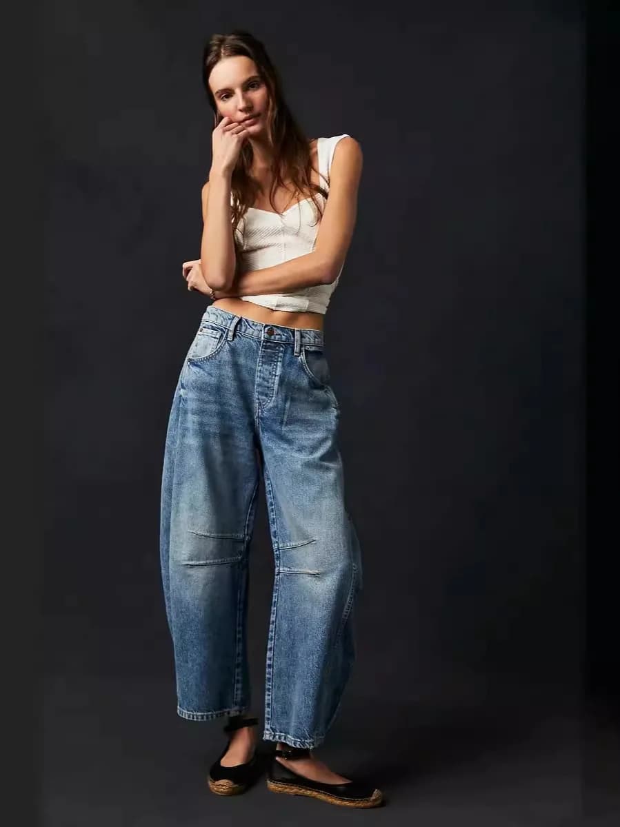 Siren Chic 2026 Fall Women's Vintage Banana Jeans High Waist Baggy Slim Casual Dad Jeans Harem Trousers