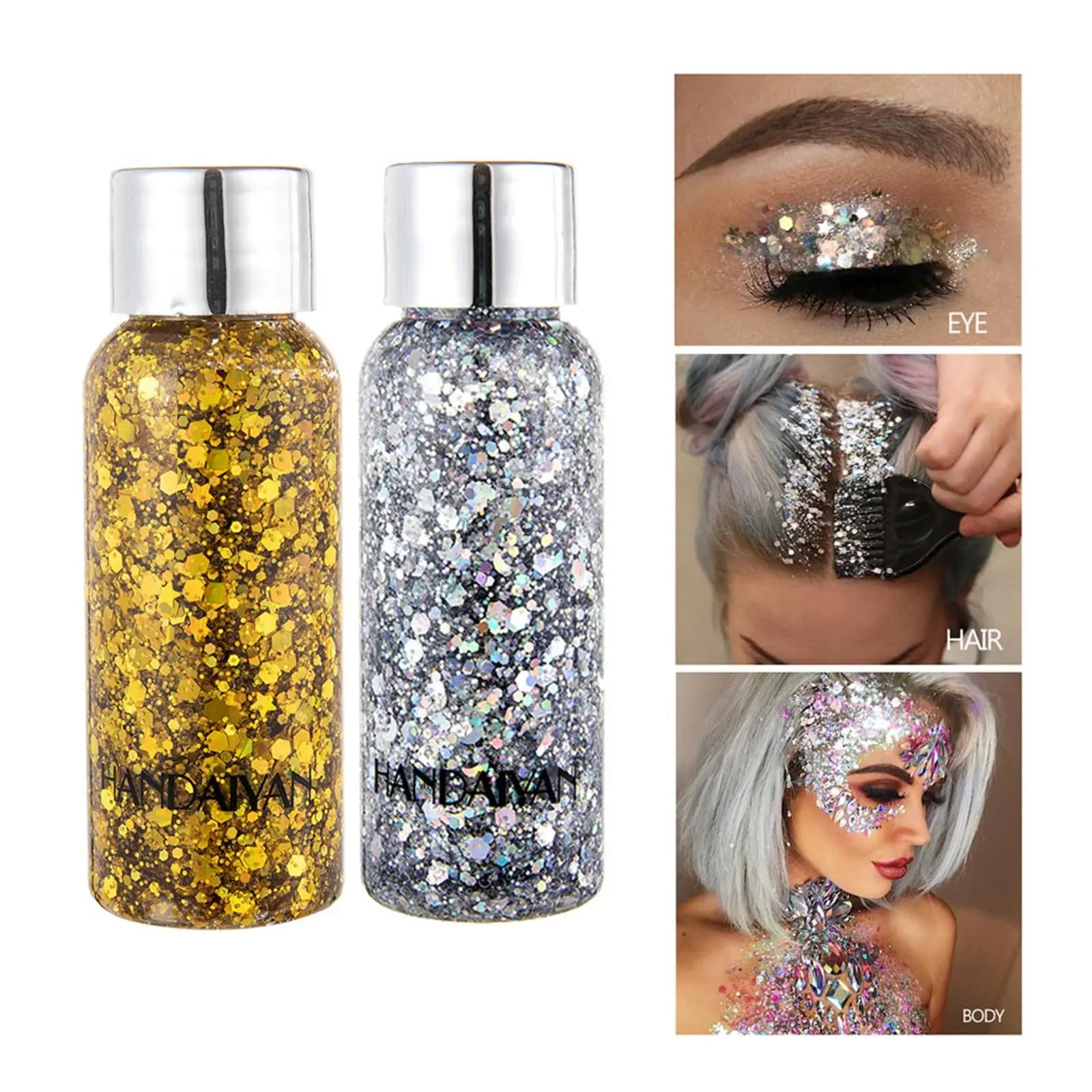 Lozione per il corpo glitterata Crema gel glitterata diamantata Occhi Unghie Capelli Corpo Viso Gel glitterato Lozione scintillante duratura Glitter Shimmer per feste