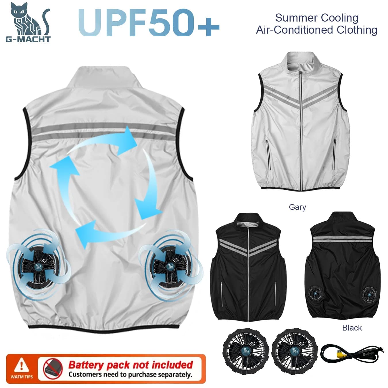 Gilet rinfrescante estivo ricaricabile USB con cappuccio, abbigliamento climatizzato senza maniche con ventola, abbigliamento da lavoro rinfrescante per uomo e donna, sport all'aperto