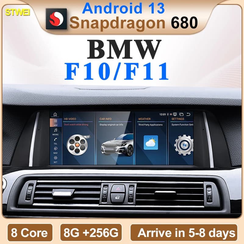 STWEI New ID6ID7 ID8 Android 13 Qualcomm680 Snapdragon6225 8GB 256GB 10.25 inch For BMW Series 5 F10 F11 Auto Wireless CarPlay AUTO