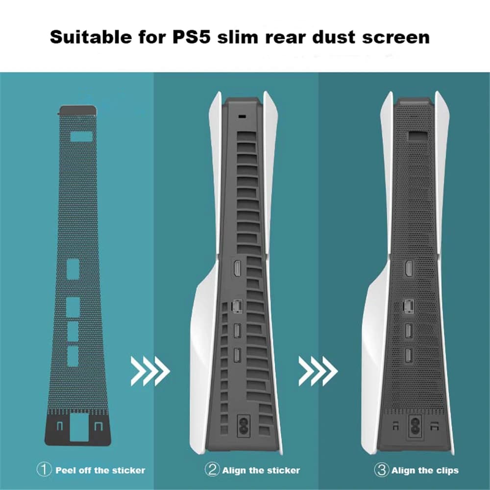 Per PS5 Console sottile Coperchio filtro antipolvere laterale Rete antipolvere e prese d'aria di raffreddamento Sporco Prevenire lo schermo antipolvere posteriore in rete