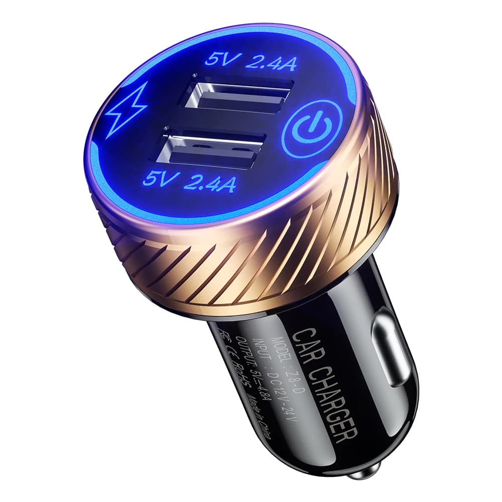 Caricatore Auto Doppia Porta USB con Interruttore Touch 4.8A, Adattatore per Accendisigari per Huawei Xiaomi Pad