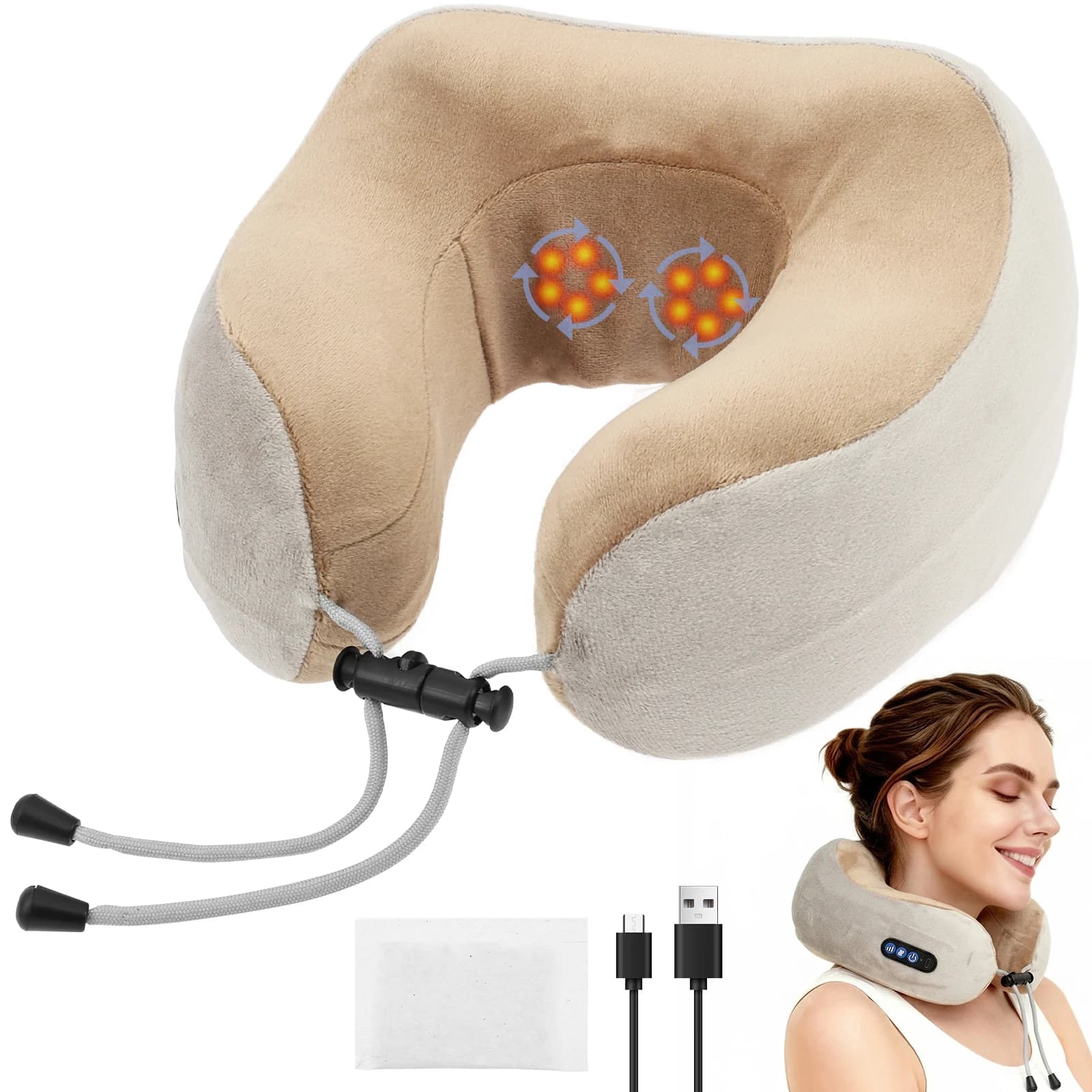 Cuscino Massaggiante Elettrico per Collo 3D con 3 Modalità, Massaggio Cervicale, Lombare, Gambe e Muscoli del Corpo, Supporto per Viaggi e Sonno