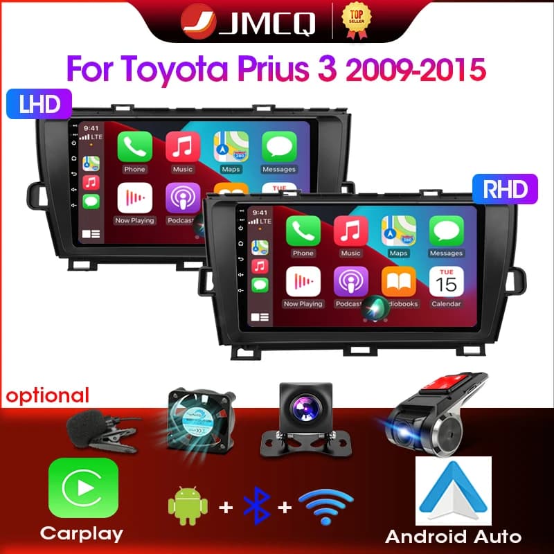 JMCQ 2Din autoradio lettore multimediale per Toyota Prius 3 XW30 2009 - 2015 Android 12 navigazione GPS Stereo unità principale Carplay