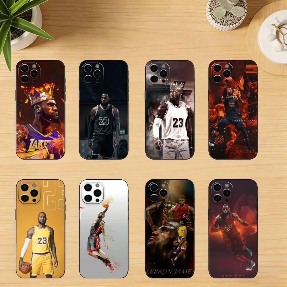 Custodia per telefono Basket L-Lebron James 23 per iPhone 17,16,15,14,13,12,11 Plus,Pro,Max,XS Cover morbida in silicone nero