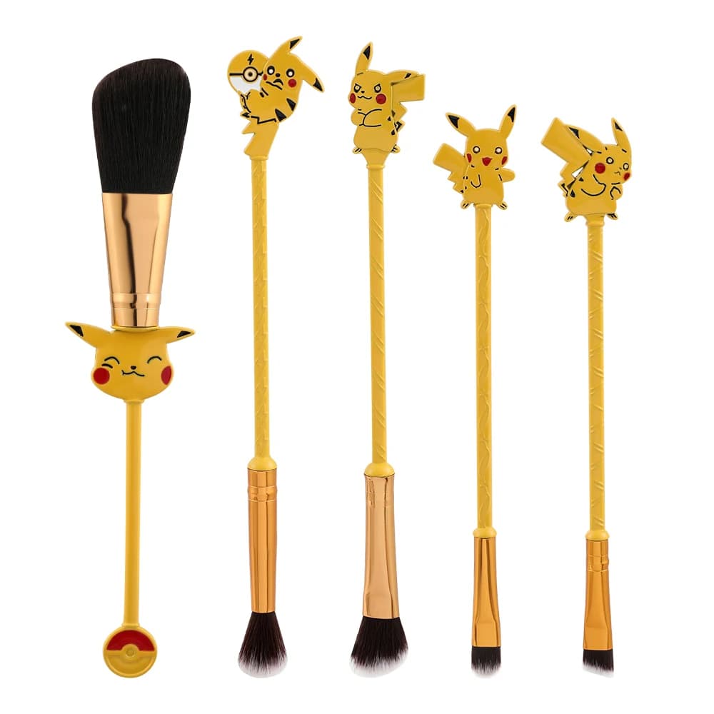 5 pcs/set Pokemon Pikachu Makeup Brushes Powder foundation Blush Cartoon Cosmetic Brush Pocket Monster Beauty Make Up Tools Kit