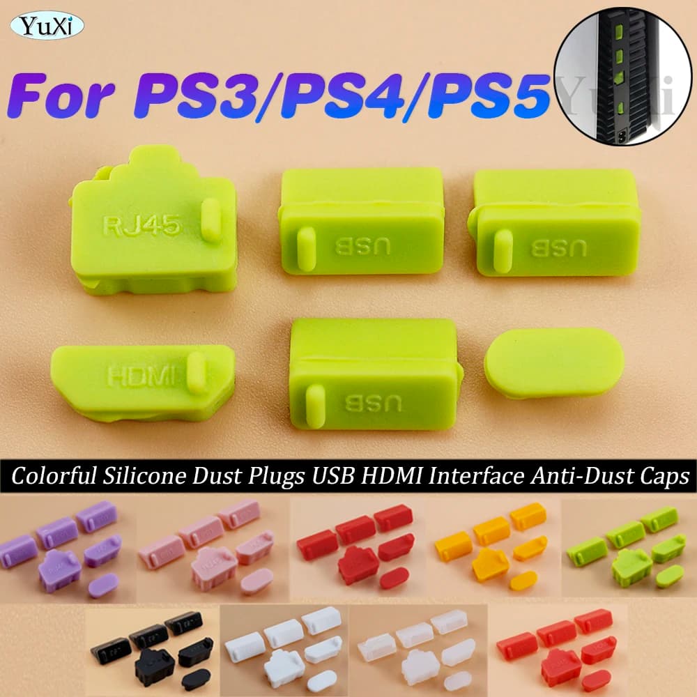1Set Tappi Antipolvere In Silicone Interfaccia USB HDMI Tappo Anti-Polvere Foro di Copertura Spina Per PS5 PS4/PlayStation 3 Console di Gioco Tappo di Copertura