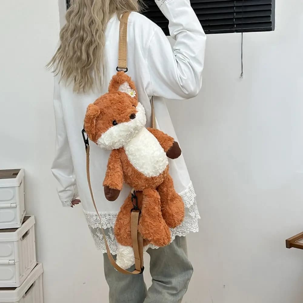 Zaino Portatile Kawaii a Forma di Panda, Borsa a Tracolla Morbida a Forma di Procione, Borsa Scolastica Marrone Imbottita per Bambini e Ragazze
