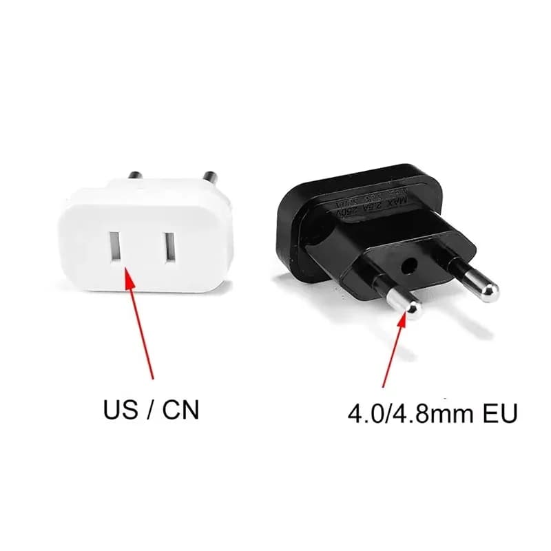 Adattatore di alimentazione da 4.0/4.8mm da USA a EU, convertitore di presa di corrente da viaggio, adattatore da presa americana a presa europea, presa elettrica.