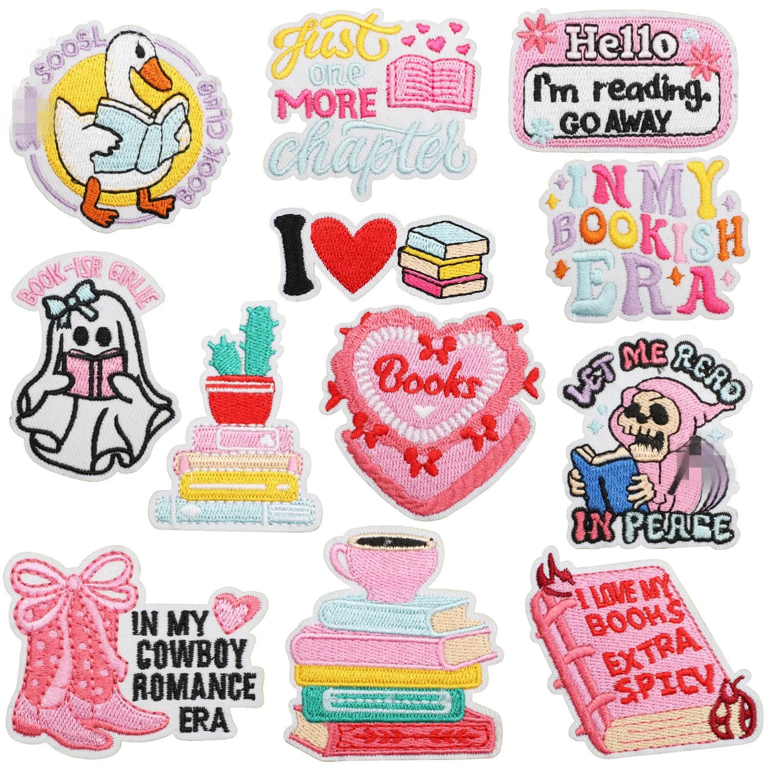10 pezzi I Love Books toppe ricamate termoadesive su abbigliamento borsa per cappelli materiale per la riparazione di scarpe confezione regalo per telefono decorazione accessorio fai da te