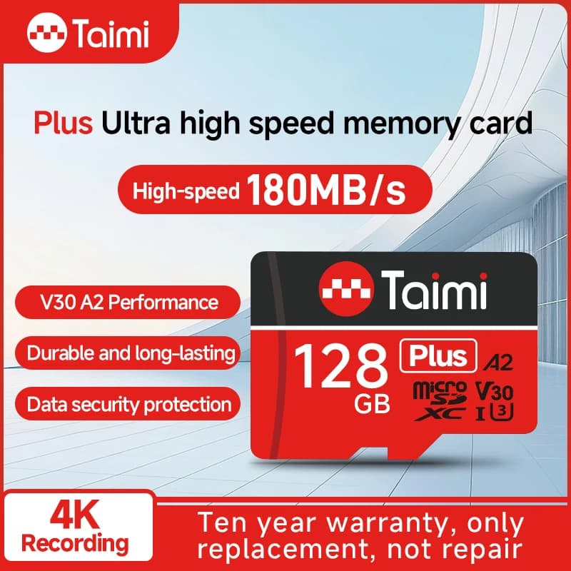 Scheda di memoria Taimi Ultra microSDXC UHS-I - Scheda MicroSD C10, U3, Full HD, A2, 64 GB 256 GB per scrittura e lettura ad alta velocità