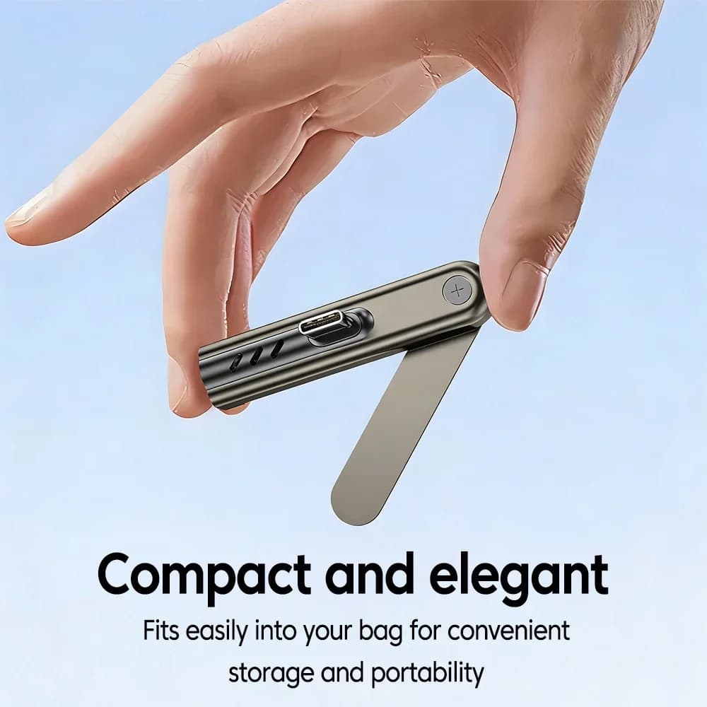 Aluminum Alloy Foldable Support Stand Type C to 3.5MM Stereo Audio Jack Adapter, Compact Mini Audio Headphone Signal Converter